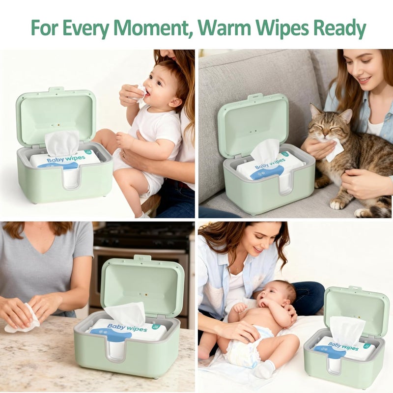 chefhandy Baby Wipe Warmer, Wipe Warmer and Baby Wet Wipes Dispenser with UV Light Sanitizer,Baby Wipes Warmer for Babies,3 Heat Modes,Night Light,Heating Silence,Large Capacity Wipes Warmer (Green) - Image 3